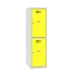 Snížená školní šatní skříň, 2 oddíly, 400 mm, šedá/žlutá, cylindrický zámek
