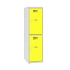Snížená školní šatní skříň, 2 oddíly, 400 mm, šedá/žlutá, otočný uzávěr
