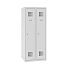 Snížená školní šatní skříň, 2 sloupce, 300 mm, šedá/šedá, cylindrický zámek