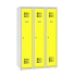 Snížená školní šatní skříň, 3 sloupce, 300 mm, šedá/žlutá, cylindrický zámek