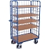 Policový vozík se 3 mřížovými stěnami, 5 polic, do 400 kg, 104 x 52,5 x 178 cm, modrý