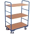 Vysoký policový vozík, do 250 kg, 3 police, 153 x 106 x 70 cm, modrý