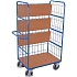 Policový vozík se skládacími policemi a 3 mřížovými stěnami, 4 police, 120 x 70 x 189 cm, modrý