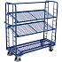 Policový vozík se šikmými mřížovými policemi, 3 police, 180,5 x 65 x 157,5 cm, modrý