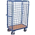 Vysoký policový vozík se 4 mřížovými bočnicemi, do 400 kg, 1 police, 178 x 104 x 54 cm, modrý