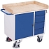 Dílenský vozík se skříňkou a 4 zásuvkami, vyvýšené hrany, 112,5, x 61 x 104 cm, modrý