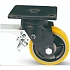 Polyuretanové transportní kolo s přírubou, průměr 100 mm, otočné s brzdou, kuličkové ložisko