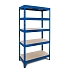 Kovový regál Rapid 3, 180 x 90 x 45 cm, 250 kg/police, 5 dřevovláknitých HDF polic, modrý - Manutan Expert