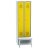 Šatní skříň Charlie s lavičkou a roštem, 2 oddíly, cylindrický zámek, šedá/žlutá