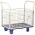 Plošinový vozík Prestar se dvěma madly a čtyřmi mřížovými stěnami, do 300 kg