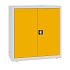 Kovová dílenská skříň, 104 x 100 x 43,5 cm, 2 police, šedá/žlutá