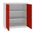 Kovová dílenská skříň, 104 x 100 x 50 cm, 2 police, šedá/červená