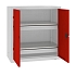 Kovová dílenská skříň, 104 x 100 x 50 cm, 2 zásuvky, šedá/červená