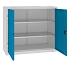 Kovová dílenská skříň, 104 x 120 x 50 cm, 2 police, šedá/sv. modrá