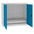 Kovová dílenská skříň s perfopanelem, 104 x 120 x 50 cm, 1 zásuvka, šedá/sv. modrá