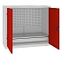 Kovová dílenská skříň s perfopanelem, 104 x 120 x 50 cm, 1 zásuvka, šedá/červená