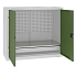 Kovová dílenská skříň s perfopanelem, 104 x 120 x 50 cm, 1 zásuvka, šedá/zelená