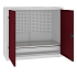 Kovová dílenská skříň s perfopanelem, 104 x 120 x 50 cm, 1 zásuvka, šedá/tm. červená