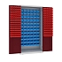 Kovová dílenská skříň s boxy, 199 x 100 x 50 cm, šedá/tm. červená