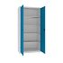 Kovová dílenská skříň, 199 x 100 x 50 cm, 4 police, šedá/sv. modrá