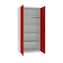 Kovová dílenská skříň, 199 x 100 x 50 cm, 4 police, šedá/červená