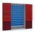 Kovová dílenská skříň s boxy, 199 x 120 x 50 cm, šedá/tm. červená