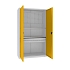 Kovová dílenská skříň s perfopanelem, 199 x 120 x 50 cm, 2 zásuvky, šedá/žlutá