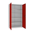 Kovová dílenská skříň, 199 x 120 x 50 cm, 4 police, šedá/červená