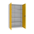 Kovová dílenská skříň, 199 x 120 x 50 cm, 4 police, šedá/žlutá