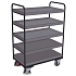 Vysoký policový vozík, do 250 kg, 5 polic s vyvýšenými hranami, 153 x 106 x 60 cm, šedý
