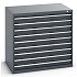 Dílenská zásuvková skříň Bott Cubio 200, 100 x 105 x 75 cm, 9 zásuvek, antracit-antracit